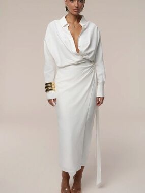 (NWT) JLUXLABEL Ivory Skyline Wrap Midi Dress